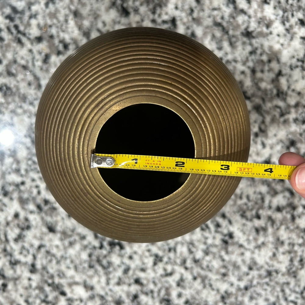 Solid Brass Ribbed Vase - Picture 3 of 4